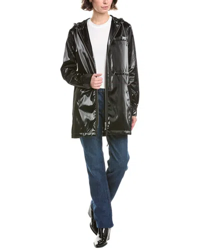 Jane Post Princess Slicker Trench Coat In Black