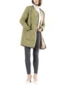 Jane Post Long Reversible Collarless Quilted Coat In Green