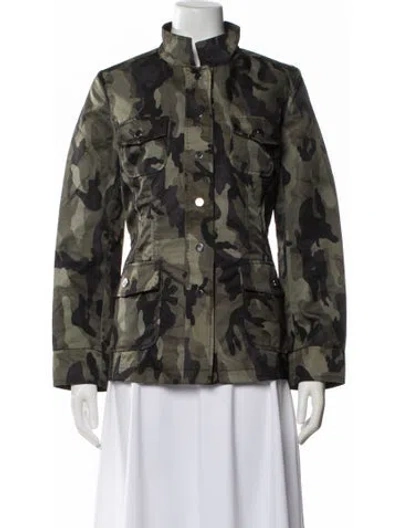 Pre-owned Jane Post Nylon Camouflage Print Utility Jacket In Green