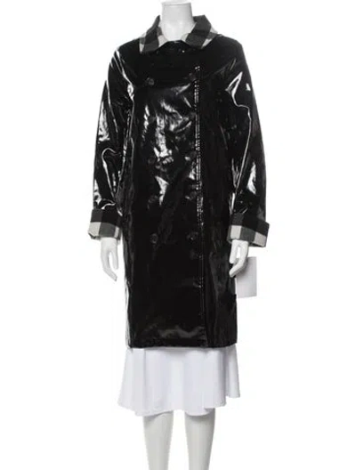 Pre-owned Jane Post Plaid Print Coat W/ Tags In Black