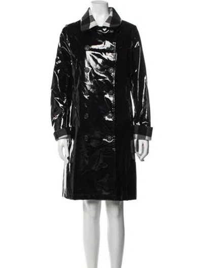 Pre-owned Jane Post Plaid Print Trench Coat W/ Tags In Black/white