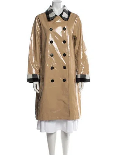 Pre-owned Jane Post Plaid Print Trench Coat W/ Tags In Neutrals
