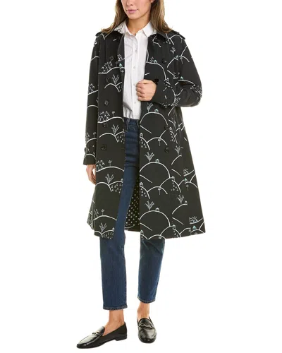 Jane Post Printed Downtown Trench Coat In Black