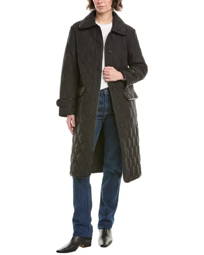Jane Post Quilted Overcoat In Black
