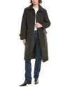 Jane Post Reversible Funnel Neck Coat In Black