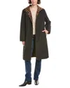 Jane Post Reversible Funnel Neck Coat In Black