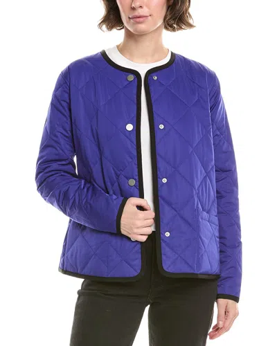 Jane Post Short Reversible Collarless Quilted Coat In Purple