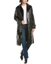 Jane Post Slicker Trench Coat In Black