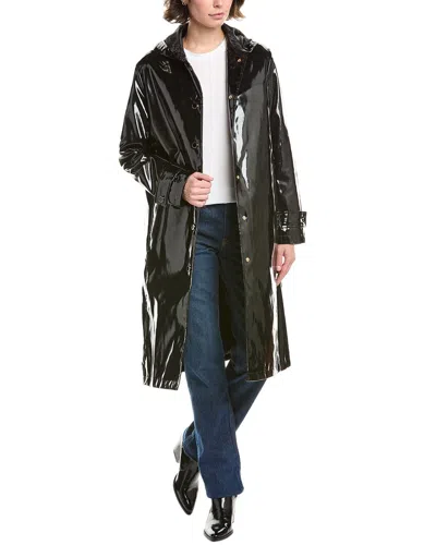 Jane Post Slicker Trench Coat In Black
