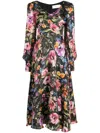 Jane Raphaella Floral-print Midi Dress In Mehrfarbig