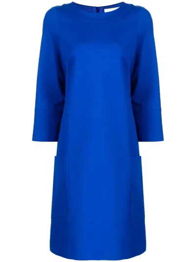 Jane Ren Jersey Shift Minidress In Blue