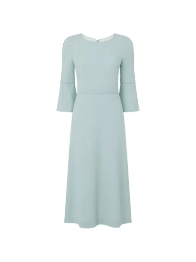 Jane Riley Bell-sleeve Midi Dress In Blue
