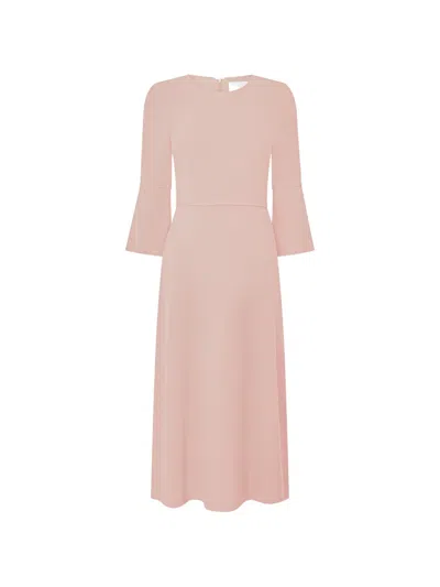 Jane Riley Bell-sleeve Midi Dress In Pink