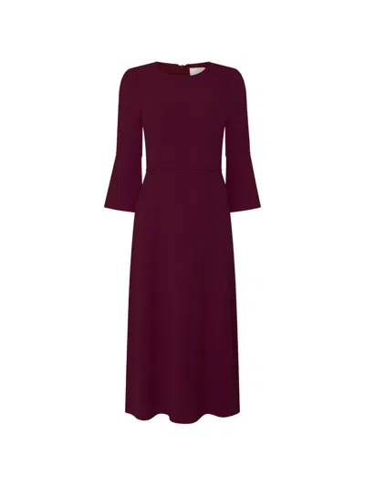 Jane Riley Flared-sleeve Midi Dress In Red