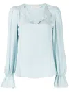 Jane Robbie V-neck Blouse In Blue