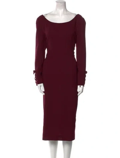 Pre-owned Jane Scoop Neck Midi Length Dress In Burgundy