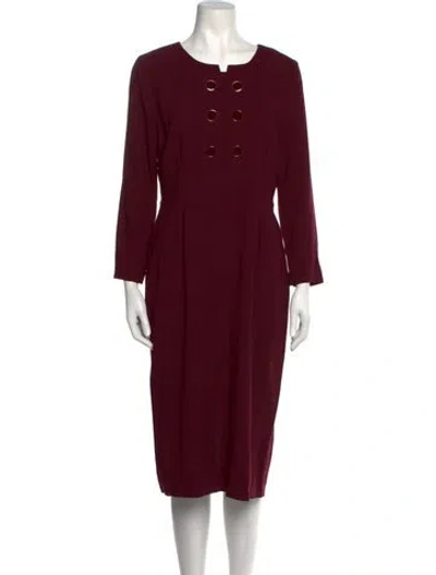 Pre-owned Jane Scoop Neck Midi Length Dress In Burgundy