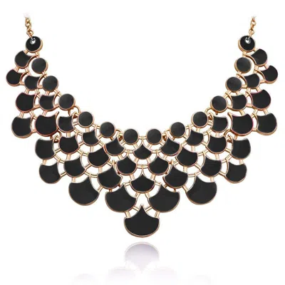Jane Stone Fashion Statement Collar Necklace Vintage Openwork Bib Costume Jewelry In Black