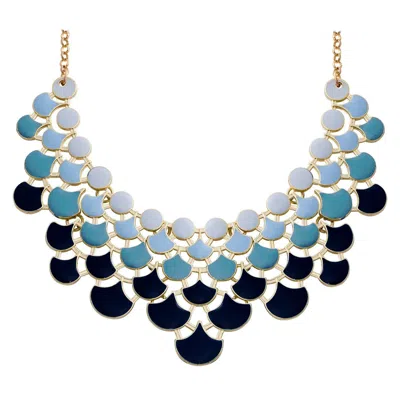 Jane Stone Fashion Statement Collar Necklace Vintage Openwork Bib Costume Jewelry In Blue