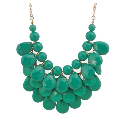 Jane Stone Fashion Statement Collar Necklace Vintage Openwork Bib Costume Jewelry In Green