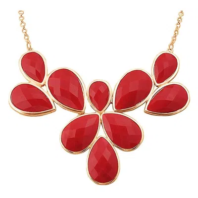 Jane Stone Fashion Statement Collar Necklace Vintage Openwork Bib Costume Jewelry In Red