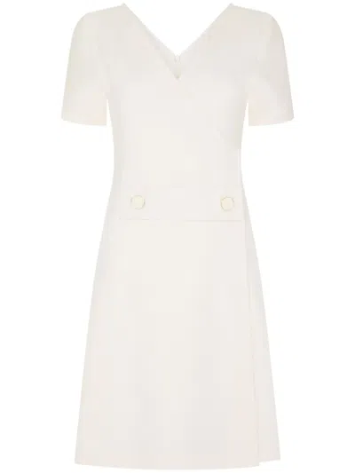 Jane Tabitha Wrap-design Wool Dress In White