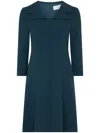 Jane Tia Flared-hem Wool Minidress In Green