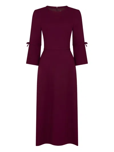 Jane Tie-cuff Midi Dress In Burgundy