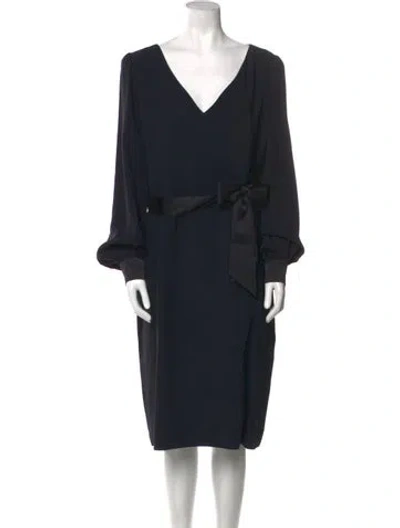 Pre-owned Jane V-neck Midi Length Dress In Black