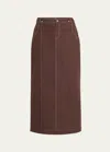 Jane Wade Canvas Trucker Skirt In Chocolate