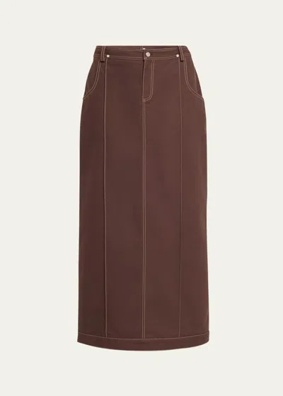 Jane Wade Canvas Trucker Skirt In Chocolate