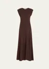 Jane Wade Cap-sleeve Jersey Midi Dress In Chocolate