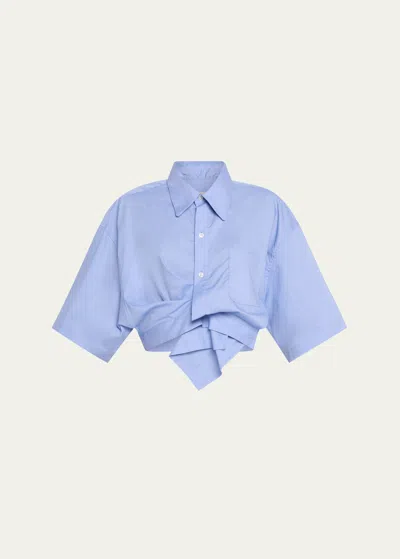 Jane Wade Draped Short-sleeve Top In Peri Blue