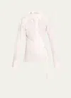 Jane Wade Fuze Long-sleeve Poplin Wrap Shirt In Optic White