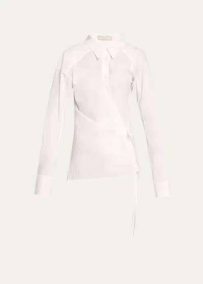 Jane Wade Fuze Long-sleeve Poplin Wrap Shirt In Optic White