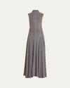 Jane Wade High-neck Rib-knit Gown In Gray