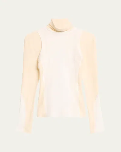 Jane Wade Long-sleeve Combo Sport Shirt In Ivory / Optic Combo