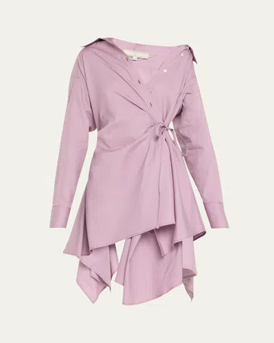 Jane Wade Long-sleeve Wrap Shirtdress In Mauve