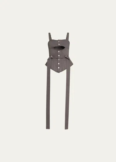 Jane Wade Port Denim Bustier Top In Charcoal