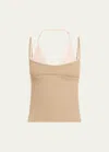 Jane Wade Rib-knit Double Tank Top In Tan / Ivory Combo