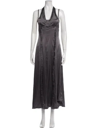 Pre-owned Jane Wade Silk Long Dress In Gray