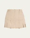 Jane Wade Zip Slit Wool Mini Skirt In Sand