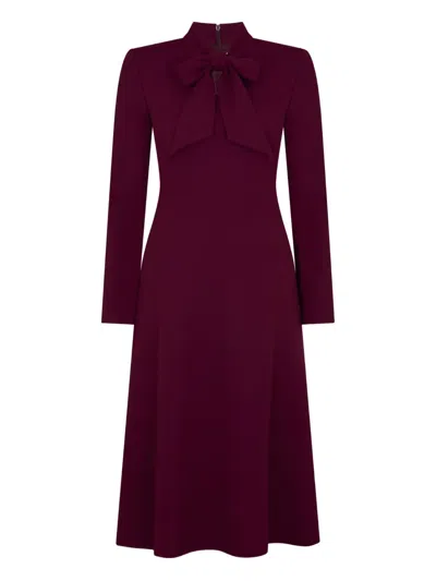 Jane Wallis Pussy-bow Collar Midi Dress In Pink