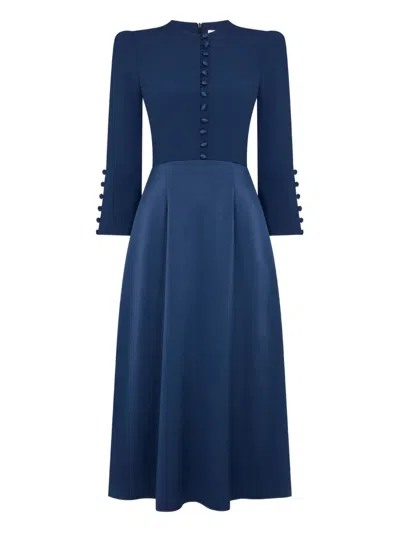 Jane Whitney Button-detailed Midi Dress In Blue
