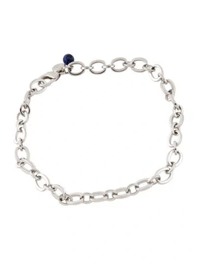 Pre-owned Jane Win Blue Lapis Chain Link Collar Necklace, 18" In Multi
