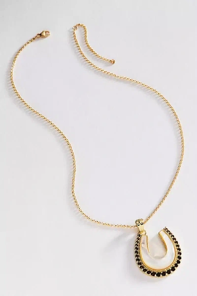 Jane Win Feeling Lucky Mother Of Pearl Horseshoe Pendant In Gold