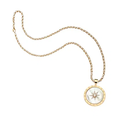 Jane Win Forever Sundial Mother Of Pearl Pendant In Gold