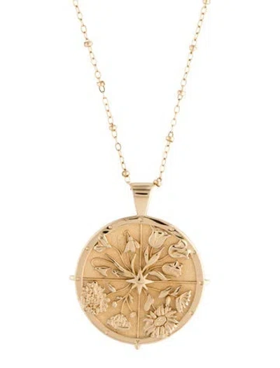 Pre-owned Jane Win Hope Coin Pendant Necklace, 36" In Multicolor