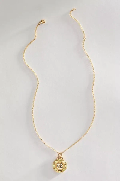 Jane Win Lucky Petite Embellished Coin Pendant Necklace In Gold