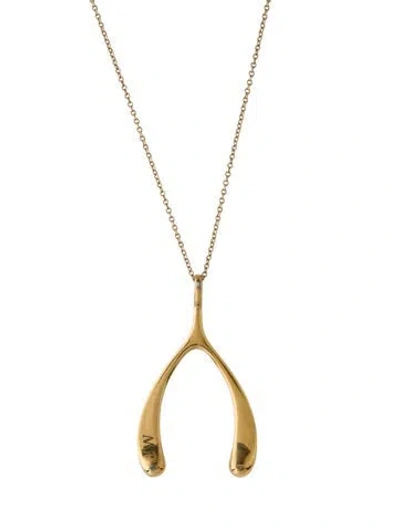 Pre-owned Jane Win Lucky Wishbone Pendant Necklace, 21" In Multi